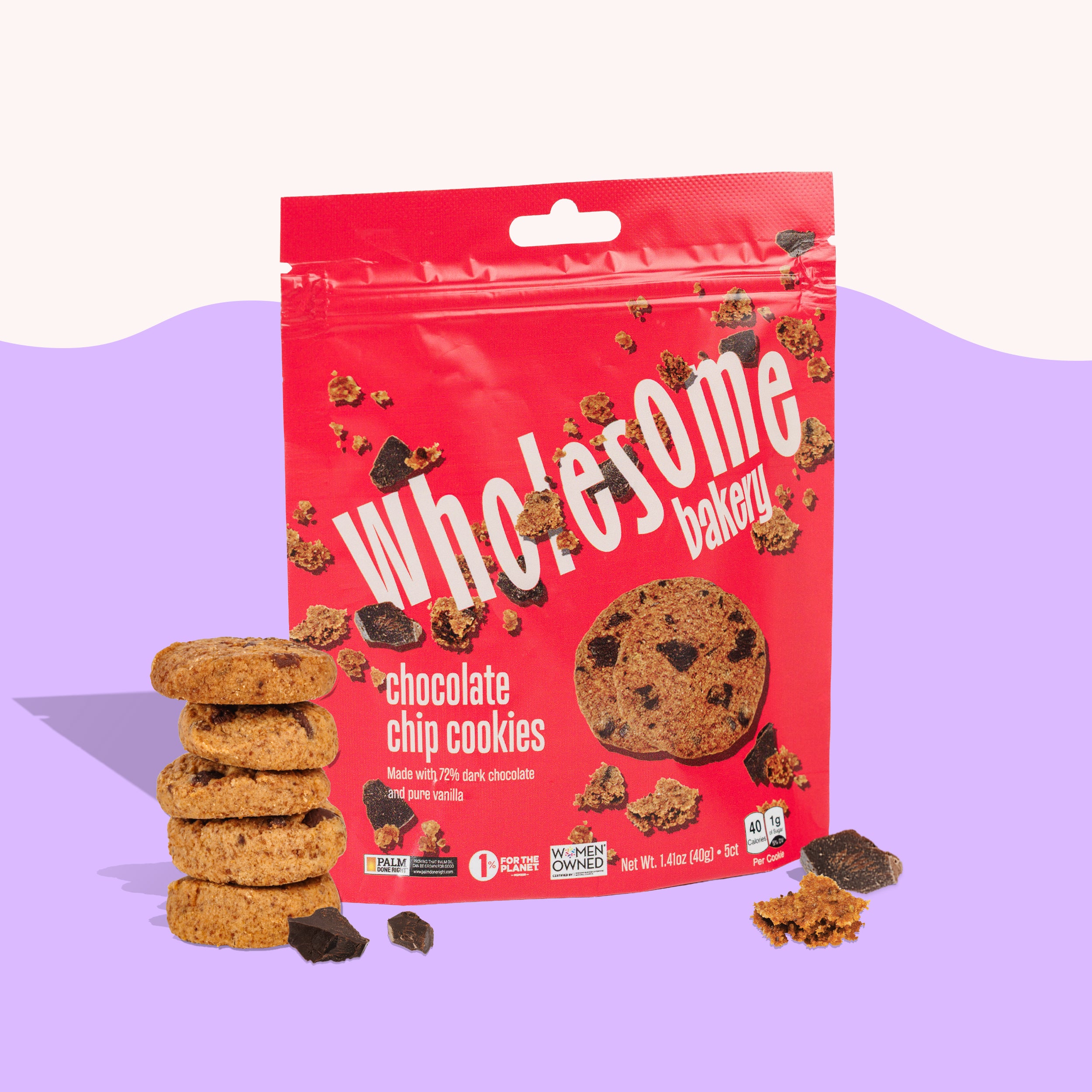 Organic gluten-free chocolate chip cookies with Fair Trade dark chocolate, Wholesome Bakery